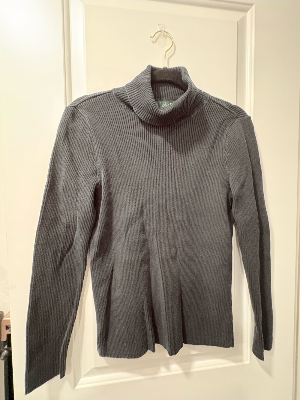 Lauren Ralph Lauren Charcoal Ribbed Turtleneck Sweater